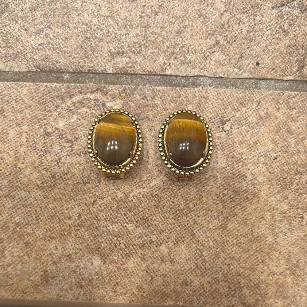 Elegant Gold and Brown Beaded Earrings